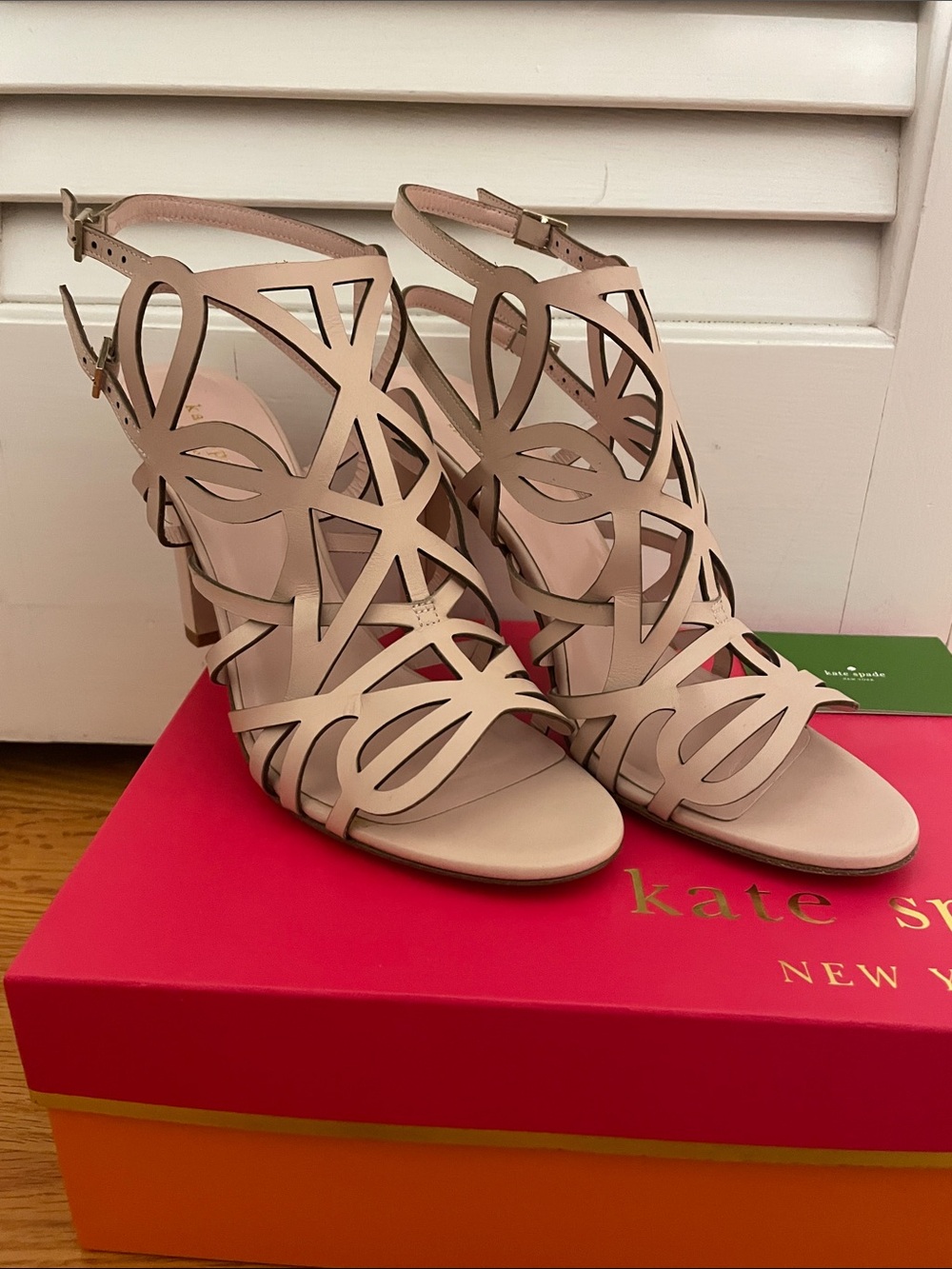 kate spade Nude Blush Laser-Cut High Heel Sandals - Picture 1 of 4